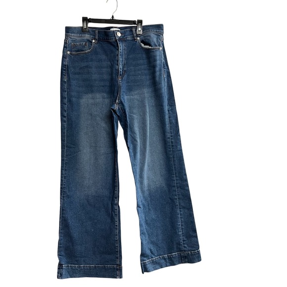 LOFT OUTLET Women's High RiseWide Leg Jeans Size 12 Inseam 29 Inches Blue - Picture 1 of 12